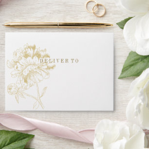 Enveloppes Élégant Mariage Fleurs Champagne Or