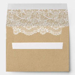 Enveloppes Élégant Motif en dentelle blanche Kraft Mariage 5x