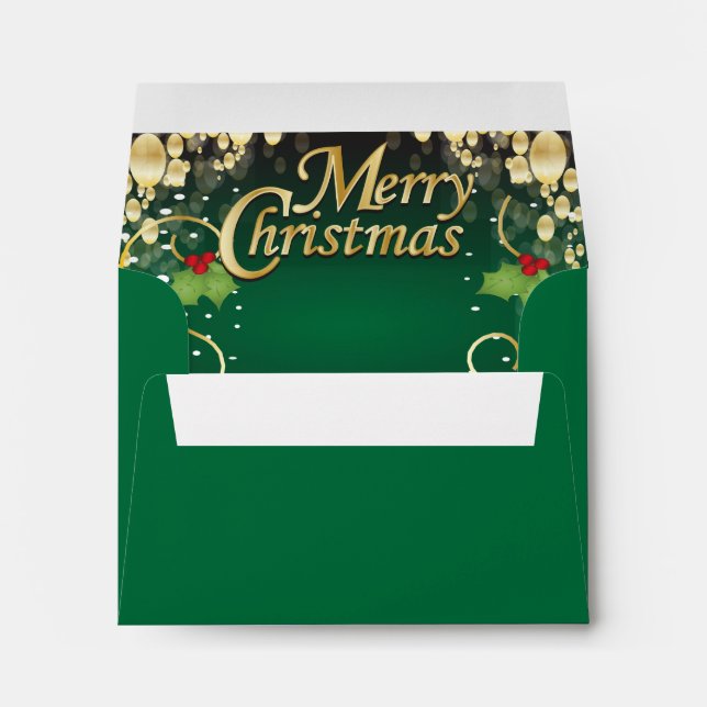 Enveloppes Élégant Noël vert foncé et or (Dos (Bas))