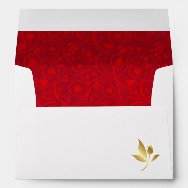 Enveloppes Élégant Red and Gold Valentine's Invitation Envelo (Dos (Bas))