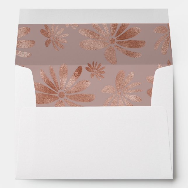 Enveloppes Élégant Rose Gold Floral Personnalisé (Dos (Bas))