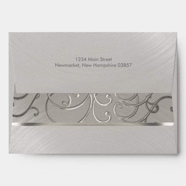 Enveloppes Élégant Toutes Les Flèches En Filigree Argent (Dos (Haut rabat))