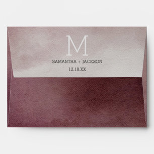 Enveloppes Elégante aquarelle en Mariage de canneberge Monogr