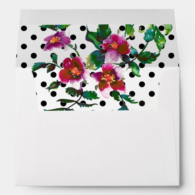 Enveloppes Elégante aquarelle moderne fleur sauvage rose fonc (Dos (Bas))