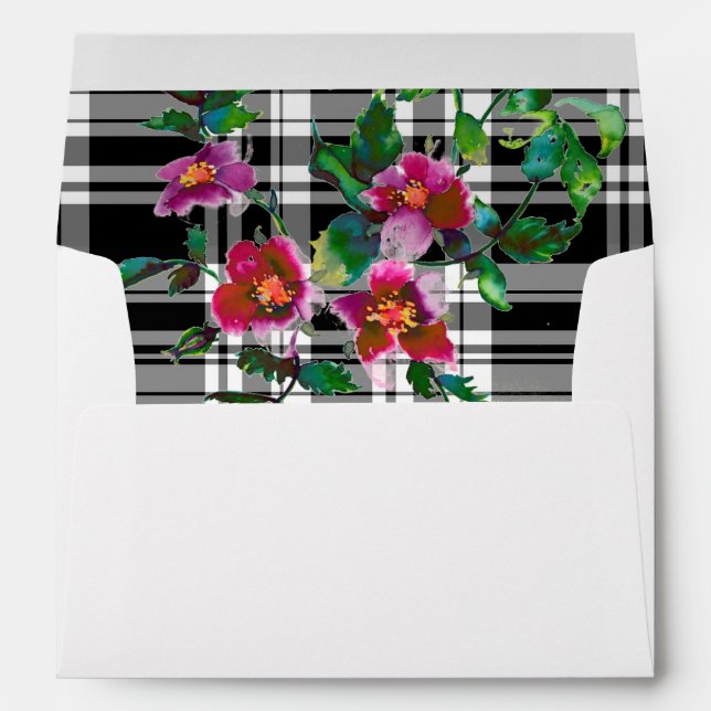 Enveloppes Elégante flûte d'aquarelle magenta rose (Dos (Bas))
