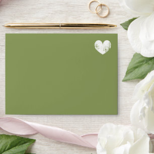 Enveloppes élégantes de mariage vert mousse avec c