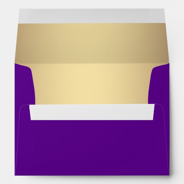 Enveloppes élégantes en lin violet et or (Dos (Bas))