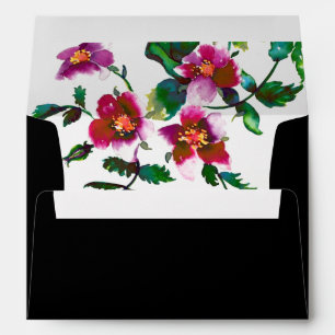 Enveloppes Élégantes fleurs sauvages rose foncé aquarelle mod