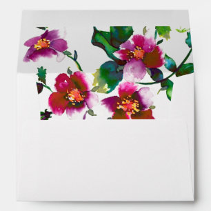 Enveloppes Élégantes fleurs sauvages rose foncé aquarelle mod