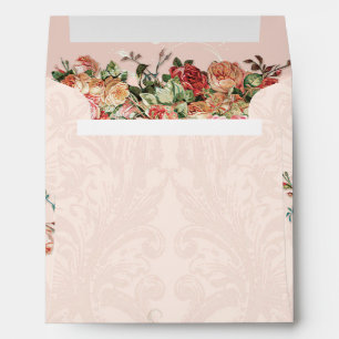 Enveloppes Élégants carrés rougissent damassé florale vintage