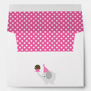 Enveloppes Eléphant d'anniversaire rose