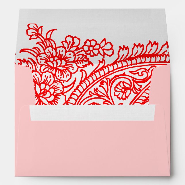 Enveloppes en lin rose et rouge en marguerite (Dos (Bas))