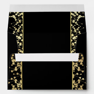Enveloppes Envelopes florales bébé respirant noir et or