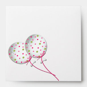 Enveloppes Envelopes Invitation Ballons Roses Verts Rayures
