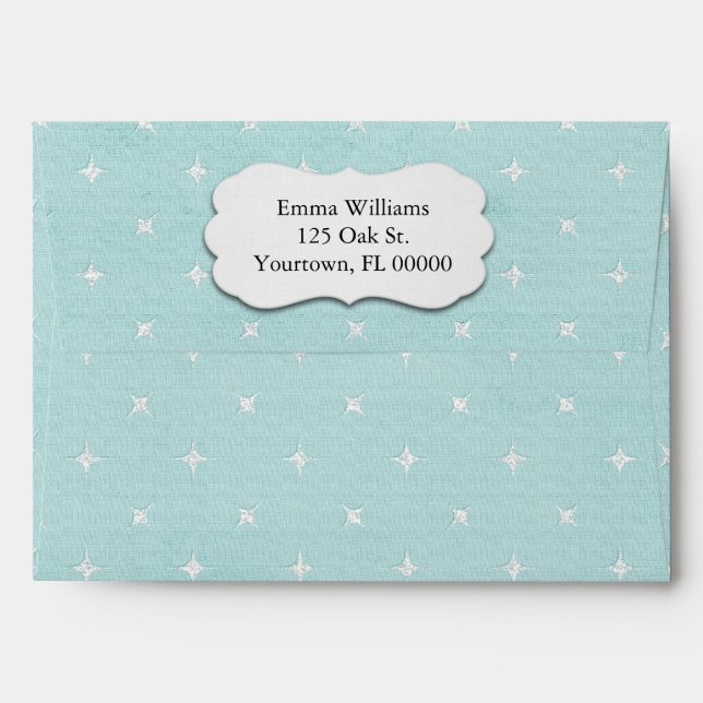 Enveloppes étincelles sur pastel aqua (Dos (Haut rabat))