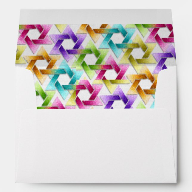 Enveloppes Étoile bat mitzvah de David Rainbow Damask (Dos (Bas))