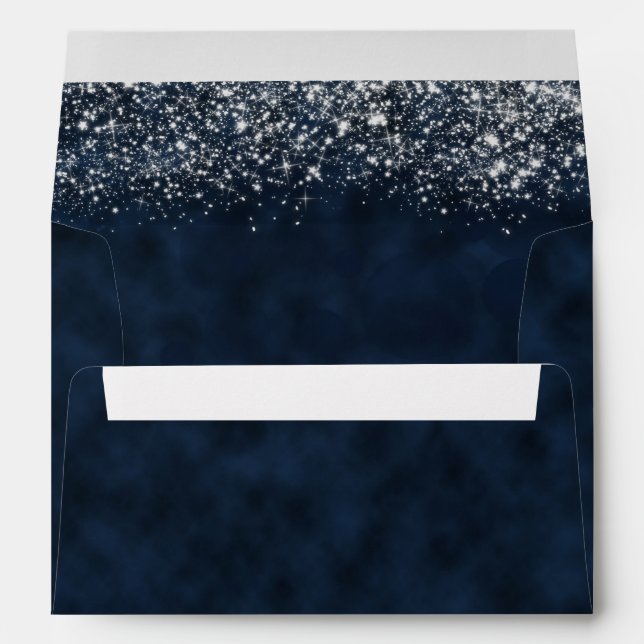 Enveloppes Etoile blanche sur l'enveloppe Mariage bleu marine (Dos (Bas))