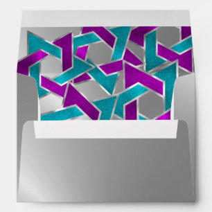 Enveloppes Etoile Turquoise violet argenté David