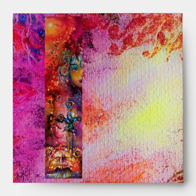 Enveloppes EXCALIBUR, rouge violet jaune rose (Devant)