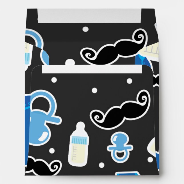 Enveloppes Faire-part Bleu et Gris pour Baby Shower Garçon (Dos (Bas))