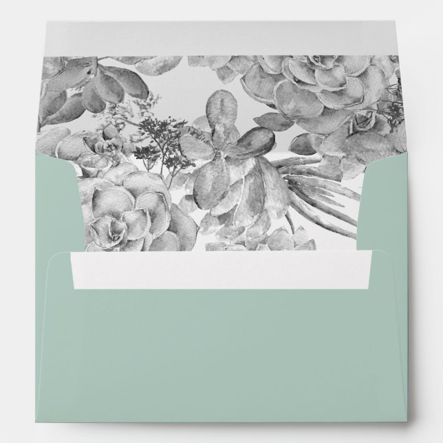 Enveloppes Faire part de mariage liners succulente cactus du  (Dos (Bas))