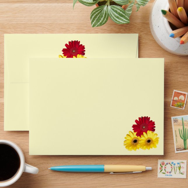 Enveloppes Faisceau rouge jaune Gerber à l'extérieur de la ph (Desk)