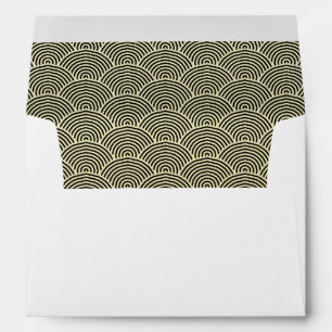 Enveloppes Faux Gold Foil Black Circle Fan Motif
