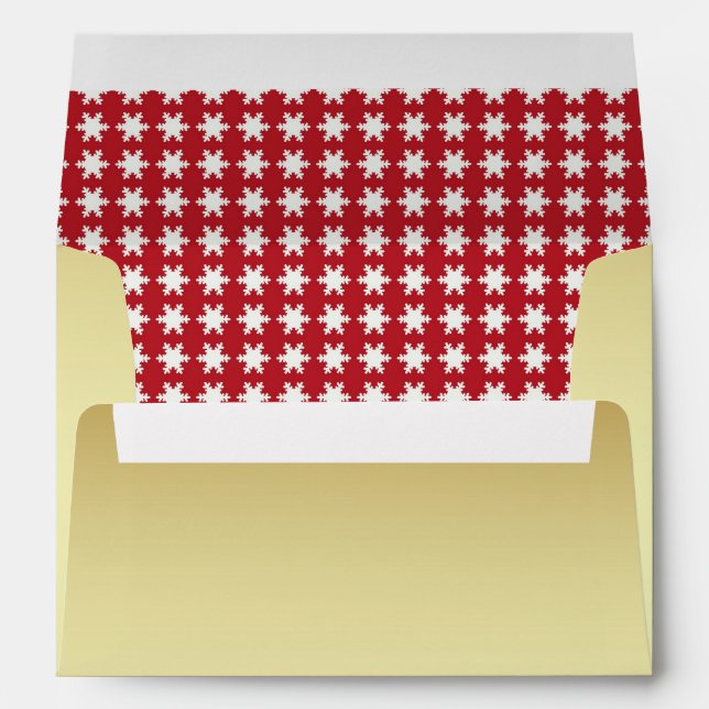 Enveloppes Faux Gold Red Snowflon Noël (Dos (Bas))
