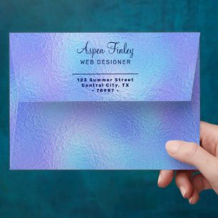 Enveloppes Faux Iridescente Foil & Return Adresse