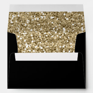 Enveloppes Faux Luxury Gold Black mariage