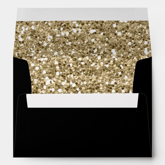 Enveloppes Faux Luxury Gold Black mariage (Dos (Bas))