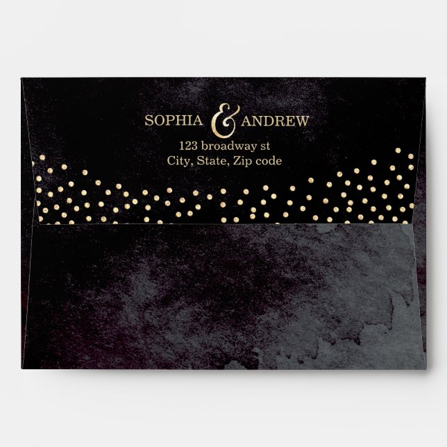 Enveloppes Faux or parties scintillant liner et adresse de re (Dos (Haut rabat))