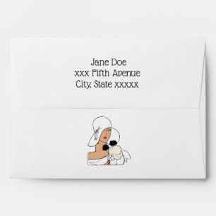 Enveloppes Femme Art Déco Vintage avec Fleurs Portant un Chap