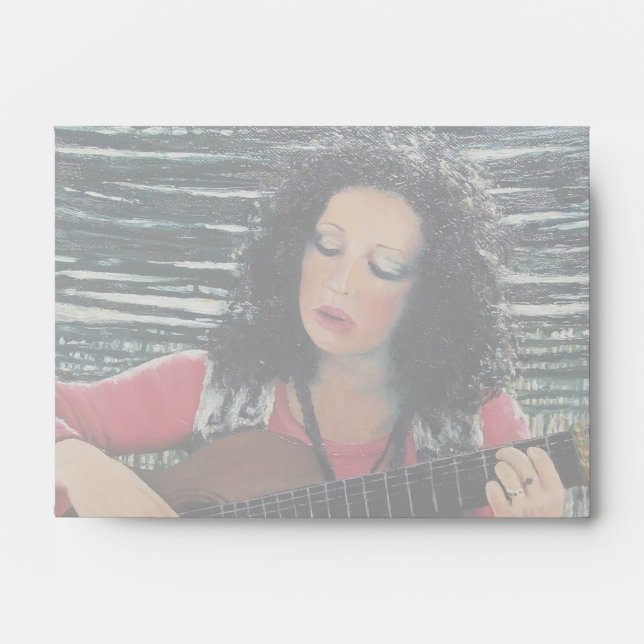 Enveloppes Femme Jouant De La Musique Avec Guitare Acoustique (Devant)