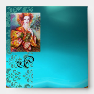 ENVELOPPES FEMME ROMANTIQUE AVEC PÂTE DE PEACOCK ÉCLANTE