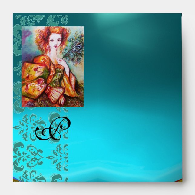ENVELOPPES FEMME ROMANTIQUE AVEC PÂTE DE PEACOCK ÉCLANTE (Devant)