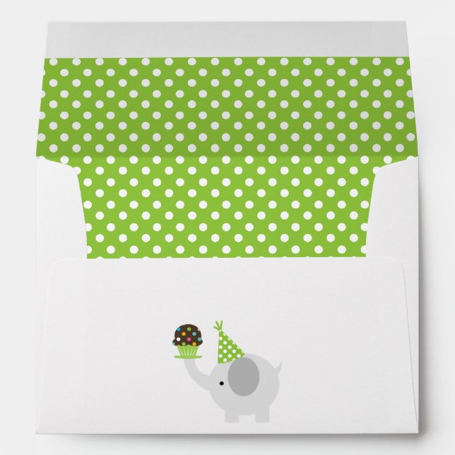 Enveloppes Festif Vert Eléphant d'anniversaire (Dos (Bas))