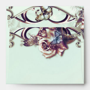 Enveloppes Fête de Quinceañera Roses et Papillons Bronze