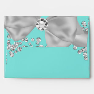 Enveloppes Fête des mariées Blue Big White Bow Diamonds
