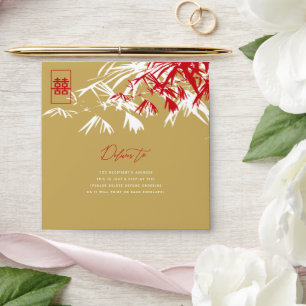 Enveloppes Feuille bambou double bonheur Mariage chinois
