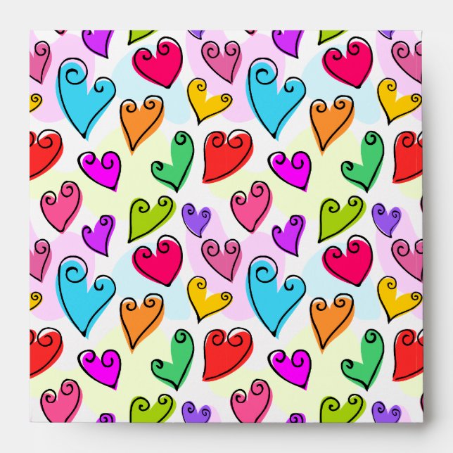 Enveloppes Fille Coeurs Vibrants Cute Romantique Saint Valent (Devant)