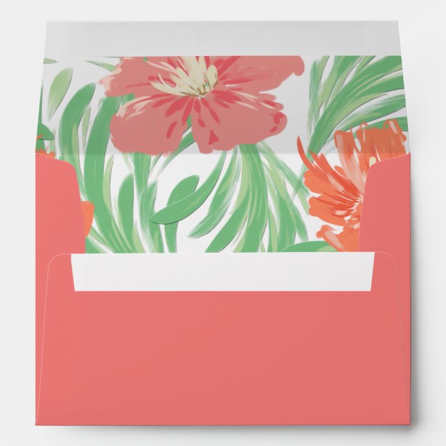 Enveloppes Flamant rose de sol tropical rose (Dos (Bas))