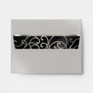 Enveloppes Flèches en fibre noire Quinceanera et argent
