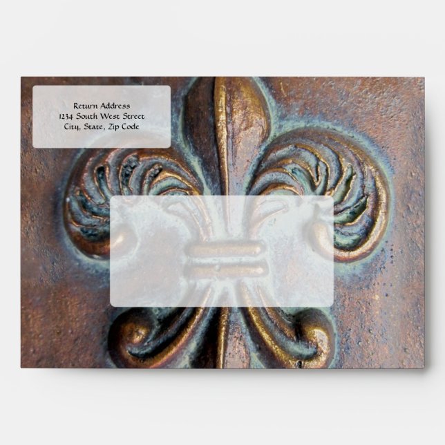 Enveloppes Fleur De Lis, Revêtement De Cuivre Âgé Imprimé (Devant)