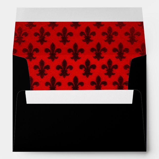 Enveloppes Fleur de lis royale rouge et noire motif (Dos (Bas))
