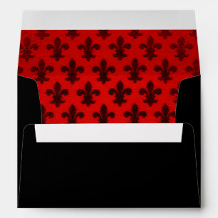 Enveloppes Fleur de lis royale rouge et noire motif