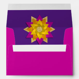 Enveloppes Fleur étoile rose orange jaune pourpre