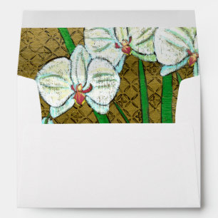 Enveloppes Fleurs blanches et tiges vertes à la frontière