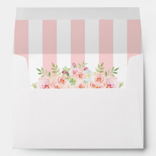 Enveloppes Fleurs d'aquarelle rose Mariage Monogramme (Dos (Bas))