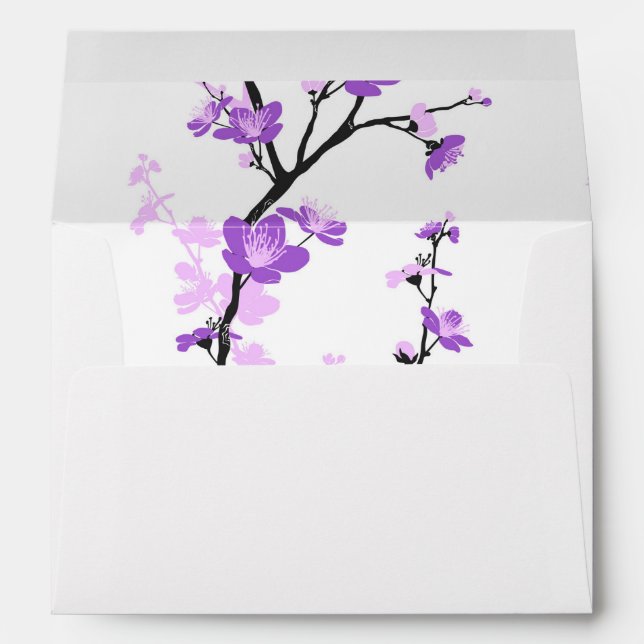 Enveloppes Fleurs de cerisier japonaises, pourpre royal, (Dos (Bas))